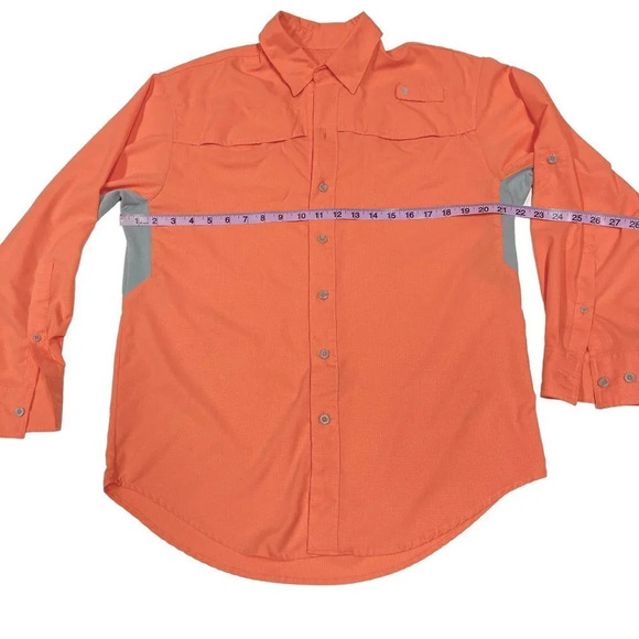Reel Legends Coral Orange Vented Button-front Fishing Performance Shirt,‎ Small - Picture 6 of 9
